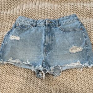 Light Blue Distressed Denim Women's Shorts